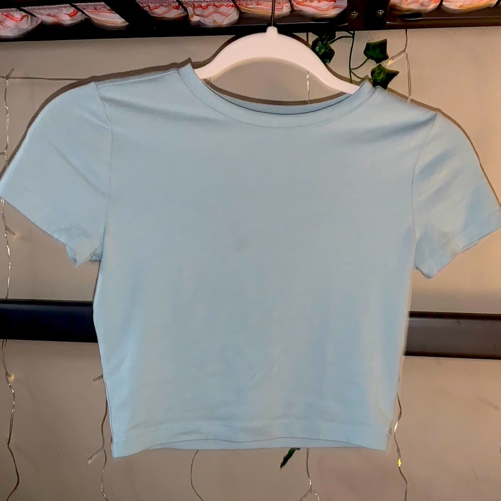Wild Fable xs teal plain cropped tee